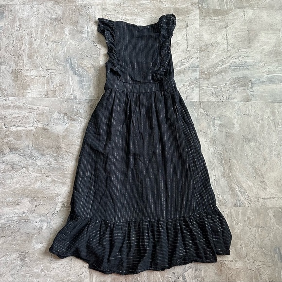 Lulus something to see black striped ruffled wrap midi dress - Picture 8 of 9